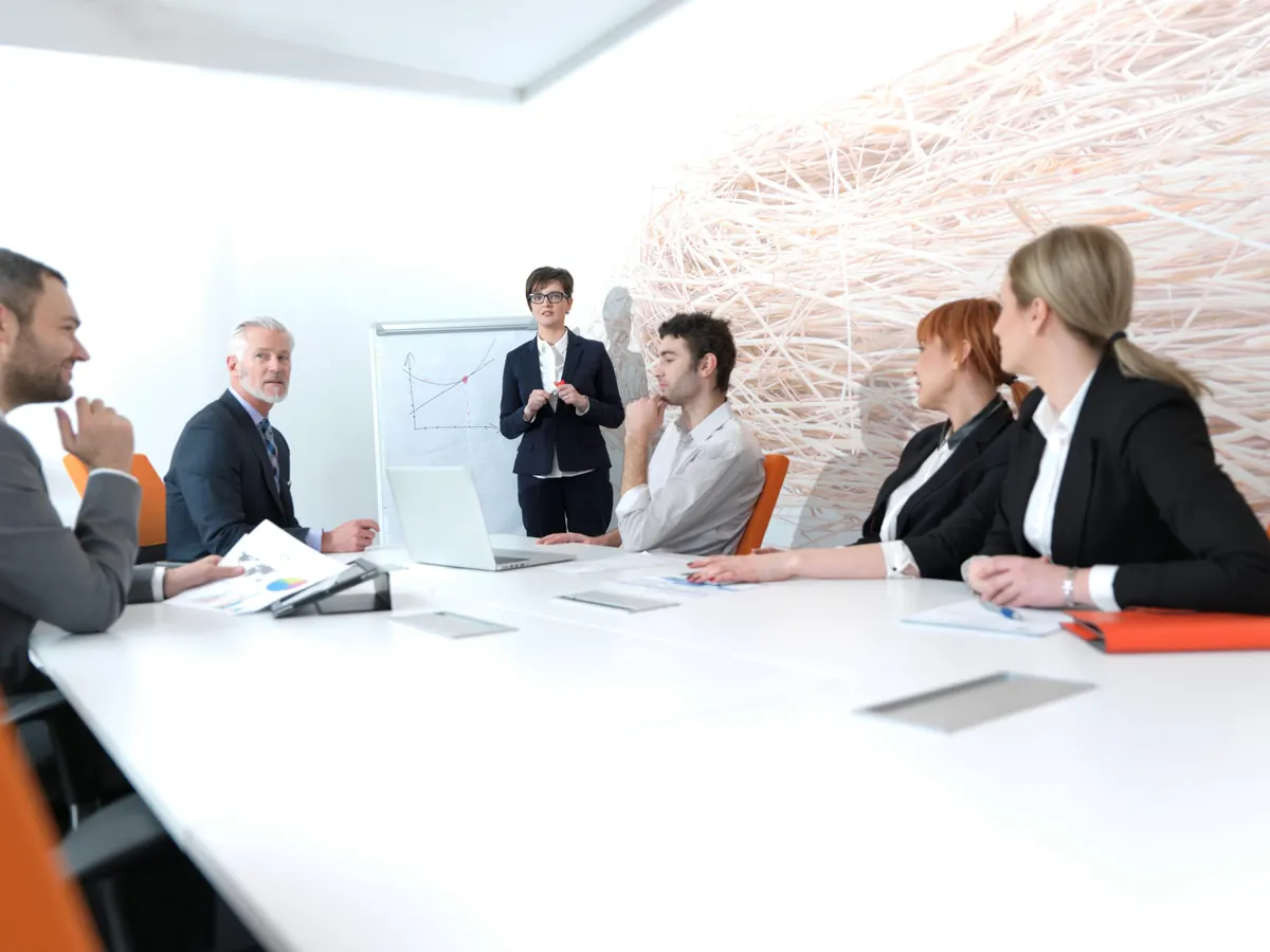 Business professionals meeting around a conference table